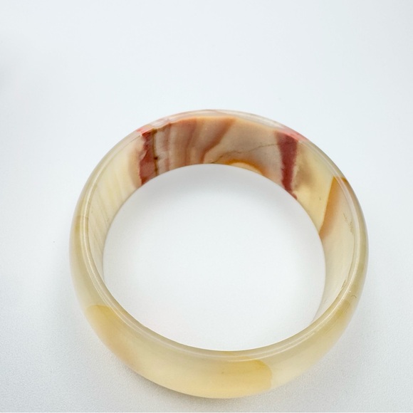 Vintage Mexico Natural Agate Quartz Mixed Color Bangle Bracelet Stamped - Picture 9 of 13